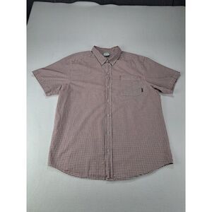 Columbia Rapid Rivers II Men Xtra Large Short Sleeve Button Shirt Red Blue Check
